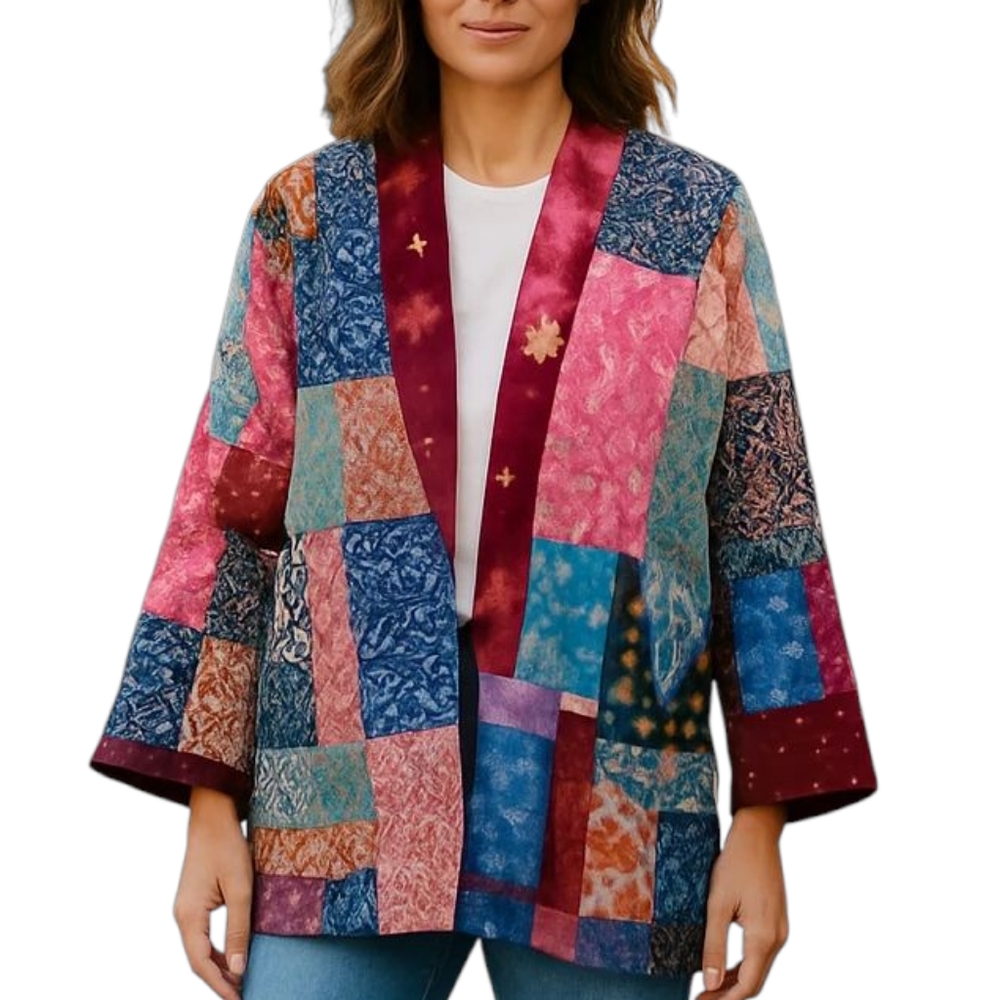 Ashley Taylor Women's Patchwork Jacket Multicolor One‎ Size Fits Large XLarge